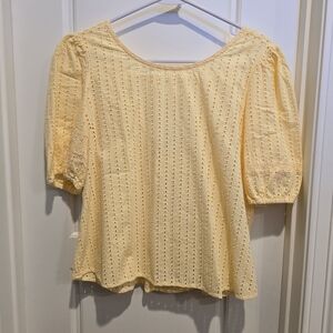 LOFT Light Yellow Eyelet Blouse